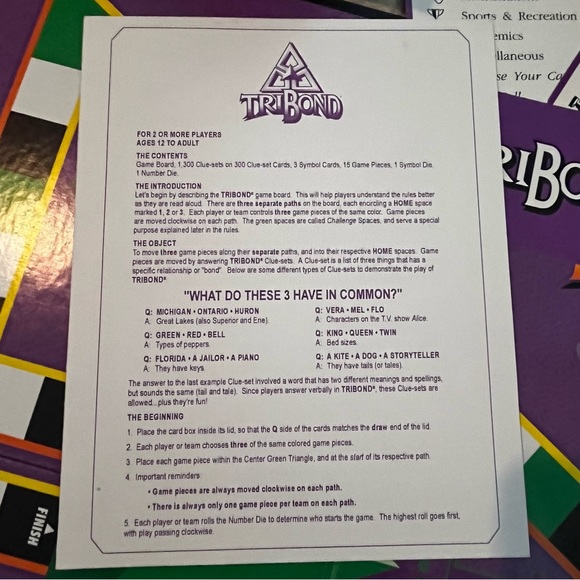 TriBond Board Game 1992 Big Fun Games 100% complete - Picture 3 of 12